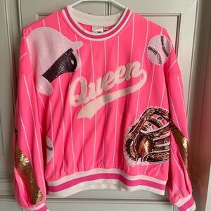 Queen of Sparkles Pink Baseball Sweatshirt